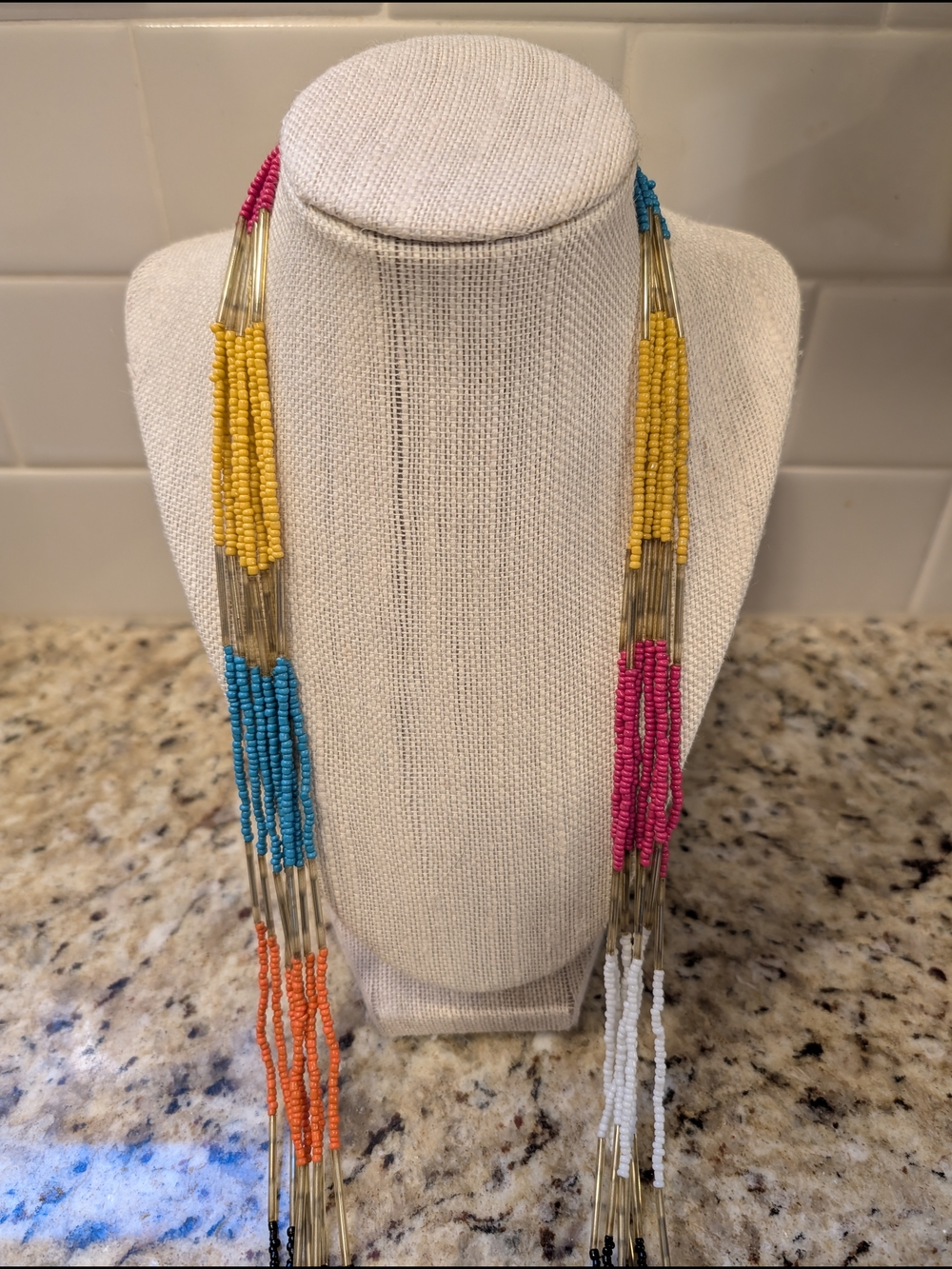 2 For $20.00- Handmade Multicolor Glass Bead Long Necklace